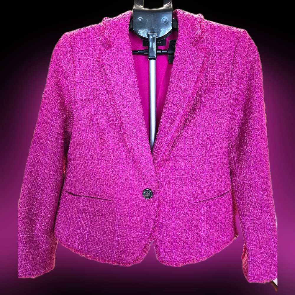 Ann Taylor Fuchsia Tweed Blazer